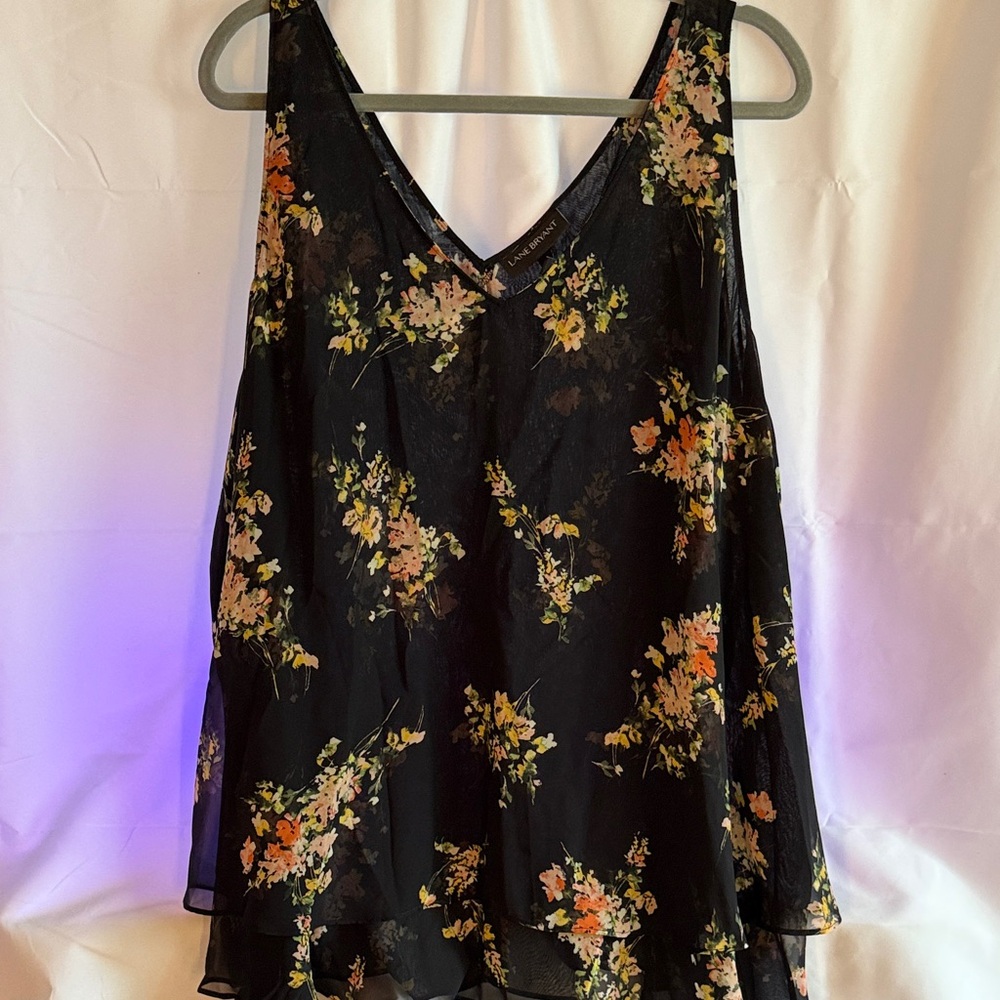 Lane Bryant Black Floral Camisole